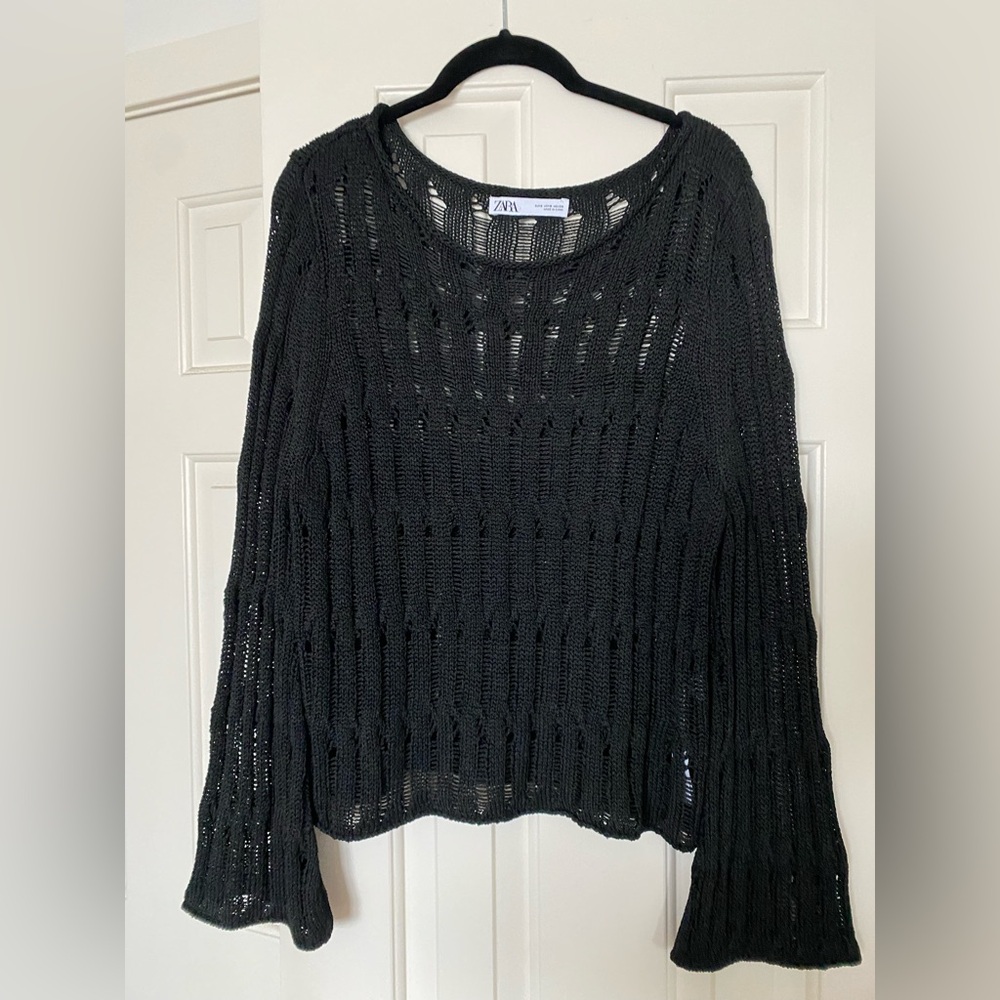 Zara Black Open-Knit Sweater